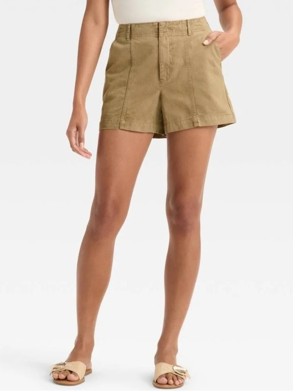 Universal Thread High Rise Khaki Shorts Size 4 Brown NWT - Picture 2 of 5